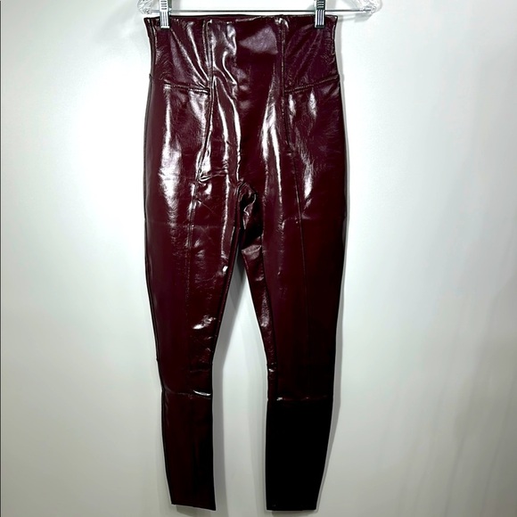 Spanx Faux Patent Leather Leggings in Ruby size medium - Picture 1 of 11